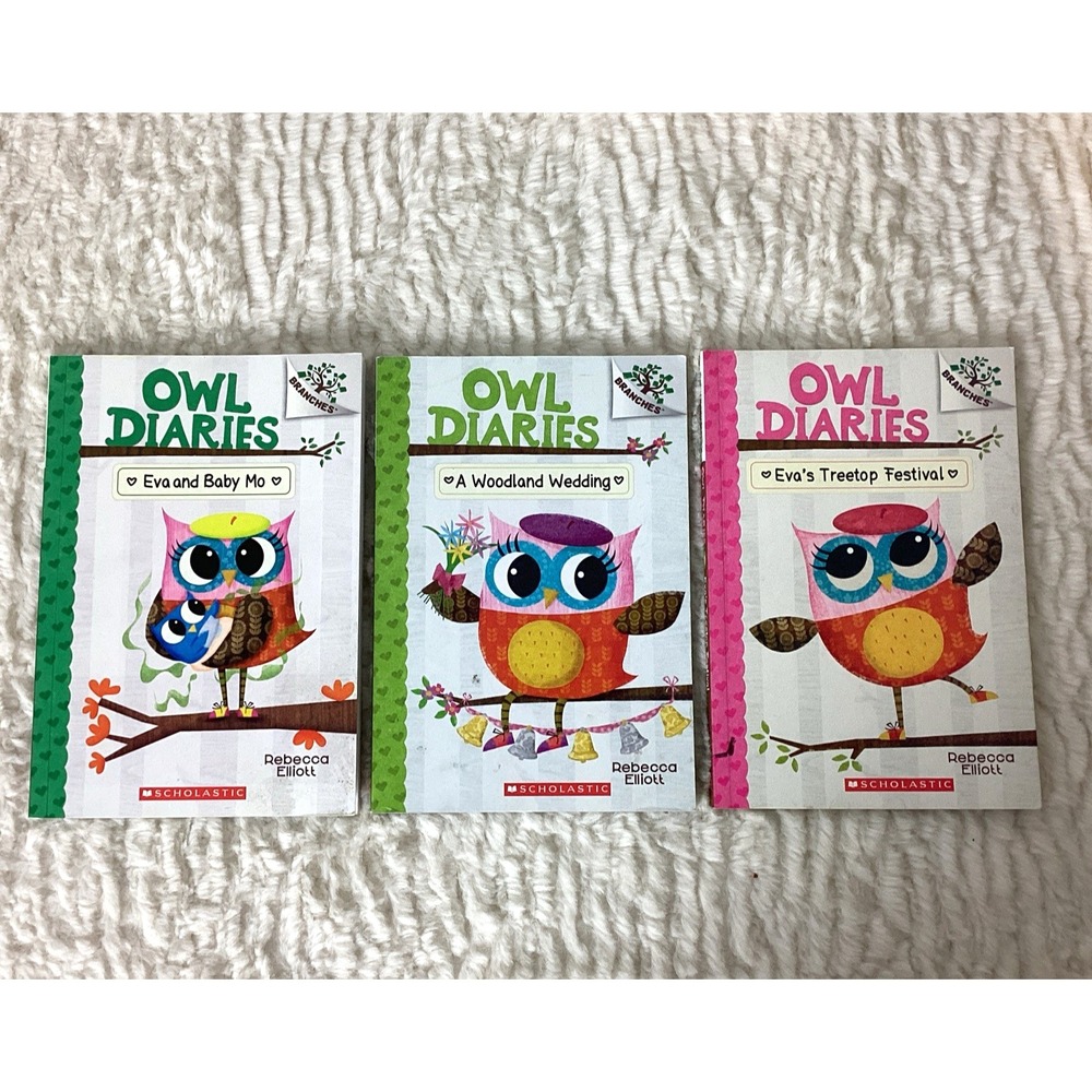 Owl Diaries Book Lot of 3 - Rebecca Elliott - Baby Mo Woodland Wedding Treetop